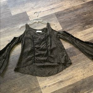 Long sleeved 'off the shoulder' shirt